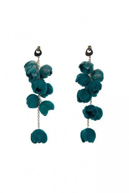 Cercei Ecouri Florale - Verde + Verde cu sclipici