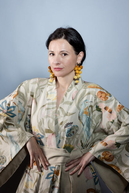 Cercei Ecouri Florale - Galben + Mustar