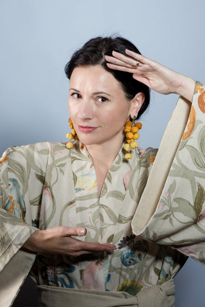 Cercei Ecouri Florale - Galben + Mustar