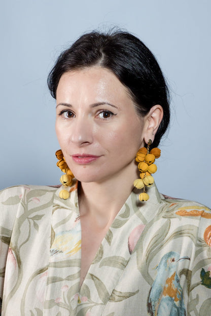 Cercei Ecouri Florale - Galben + Mustar