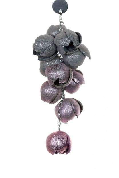Cercei Ecouri Florale - Gri + Lila metalizat