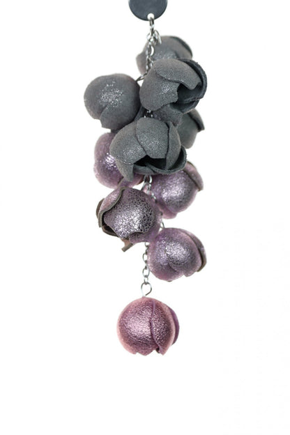 Cercei Ecouri Florale - Gri + Lila metalizat