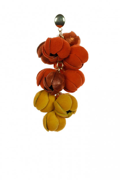 Cercei Ecouri Florale - Portocaliu + Galben + Cupru cu sclipici