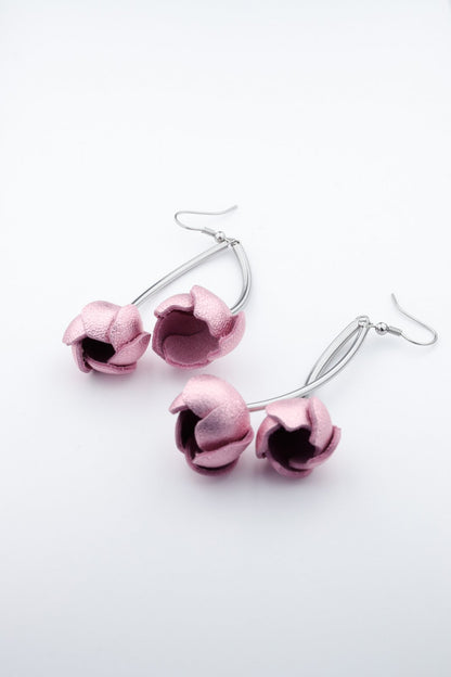 Cercei Floare de luna - Roz sidefat