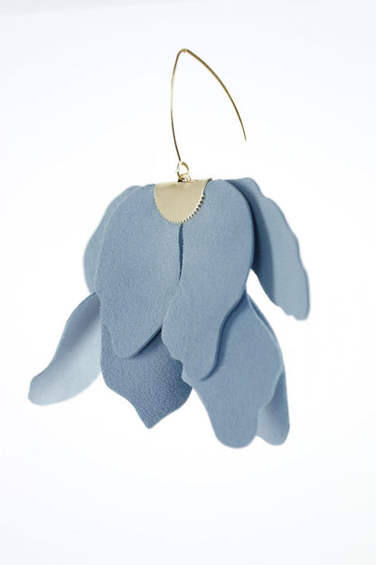 Cercei floare mare - Albastru cenusiu