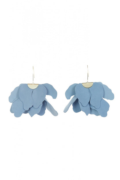 Cercei floare mare - Albastru cenusiu