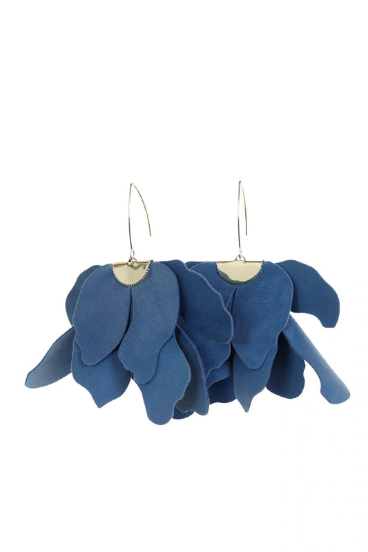 Cercei floare mare - Albastru Navy