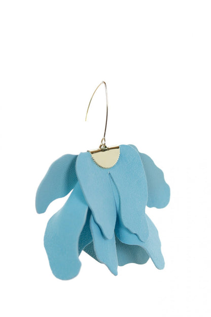 Cercei floare mare - Albastru Aqua