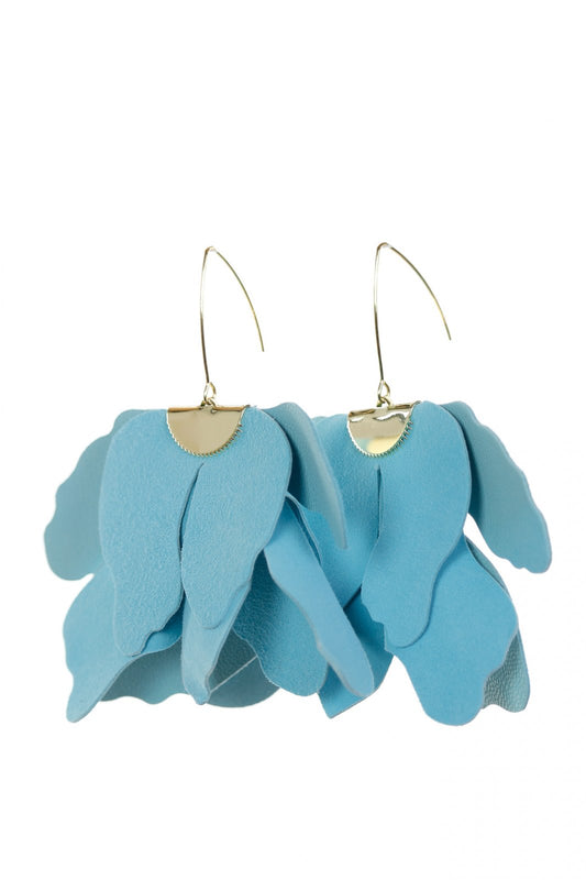 Cercei floare mare - Albastru Aqua