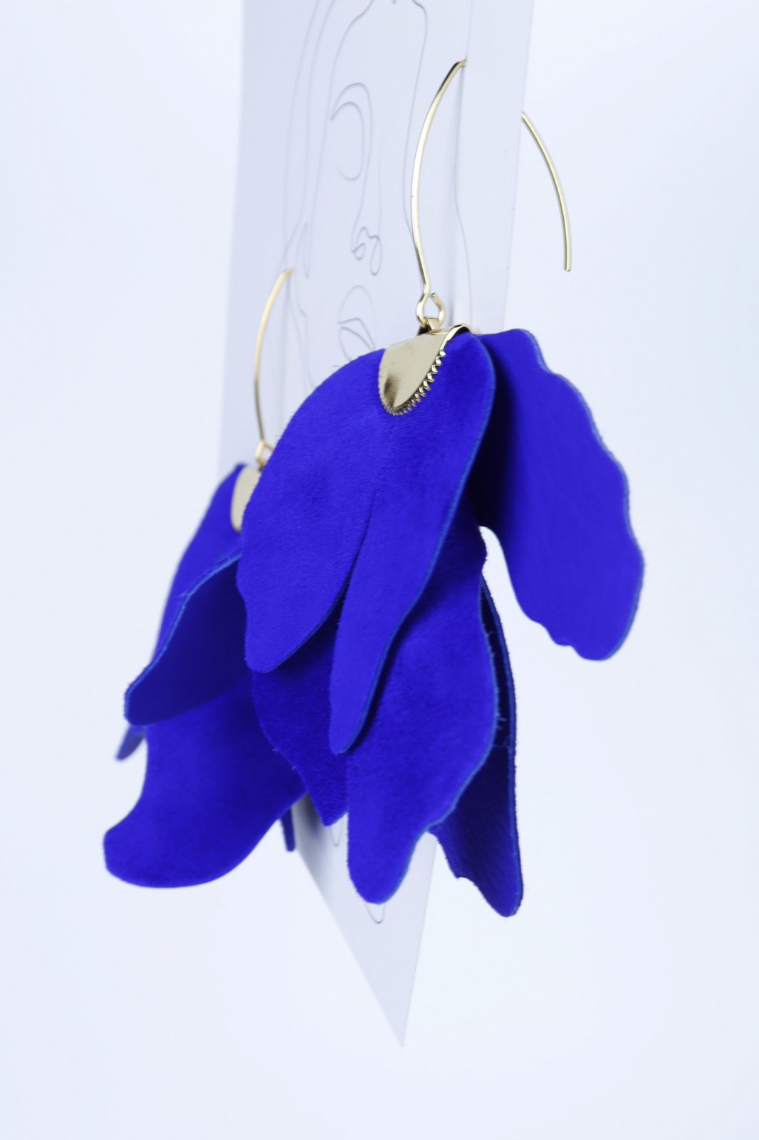 Large flower earrings - Electric blue