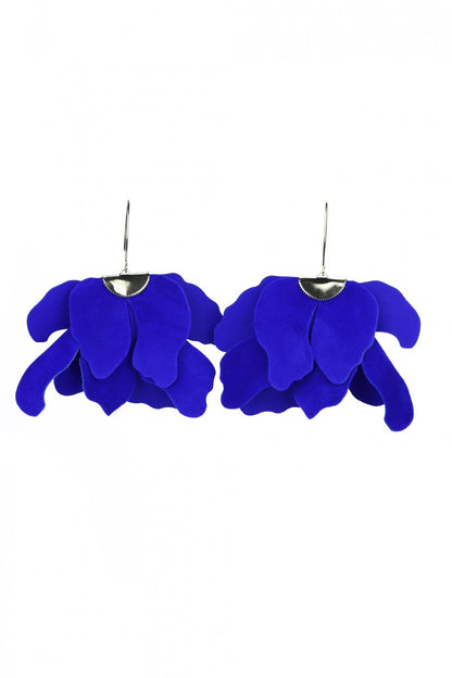Cercei floare mare - Albastru electric