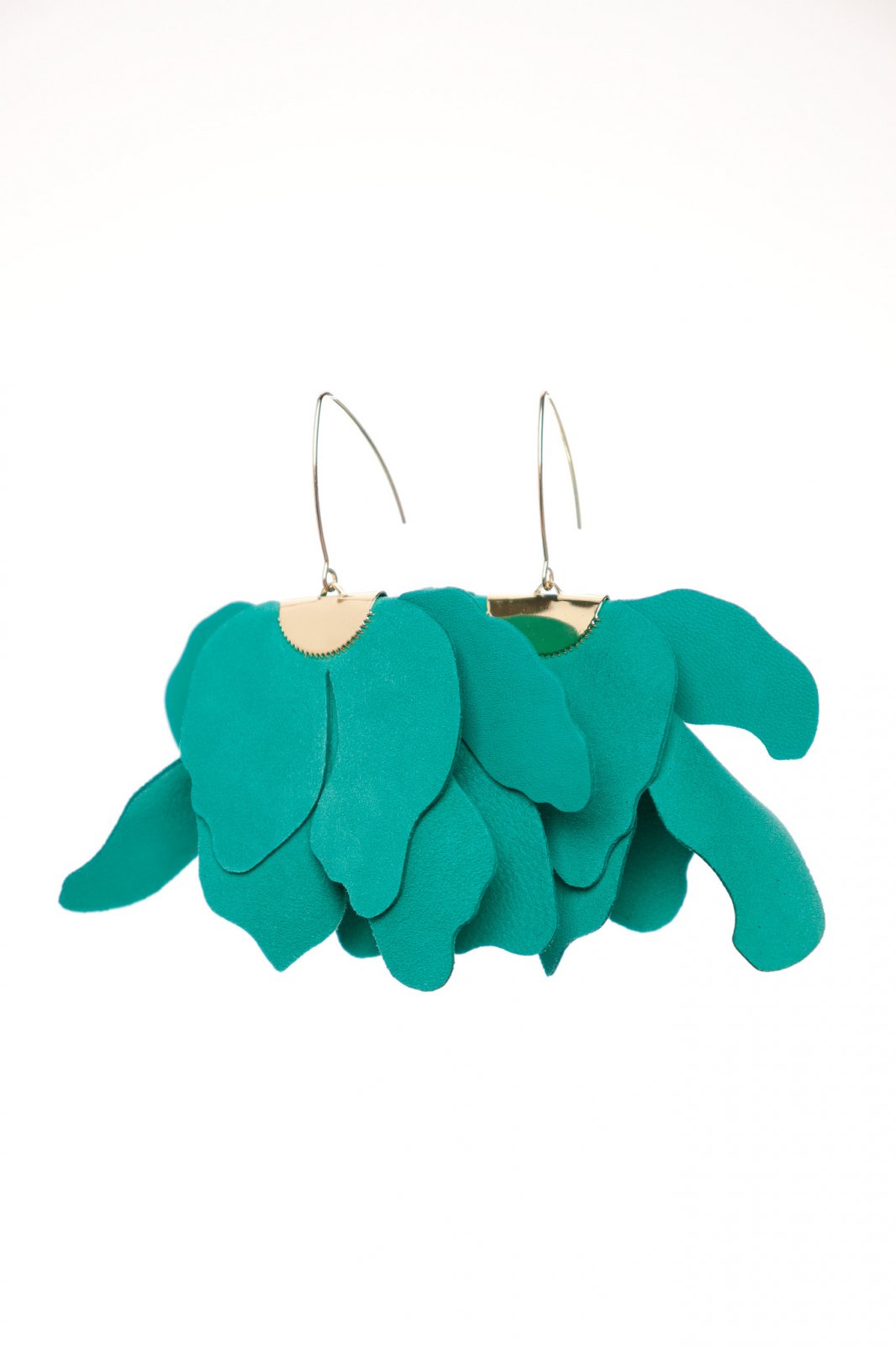 Cercei floare mare - Verde Smarald