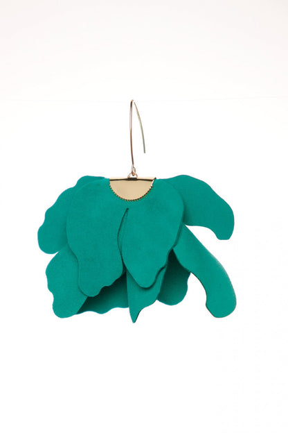 Cercei floare mare - Verde Smarald