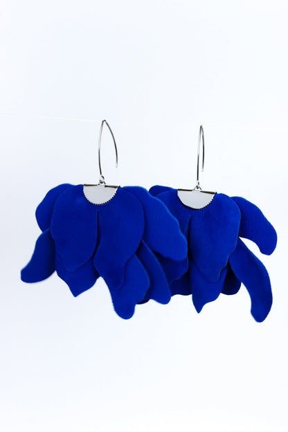 Cercei floare mare - Albastru intens