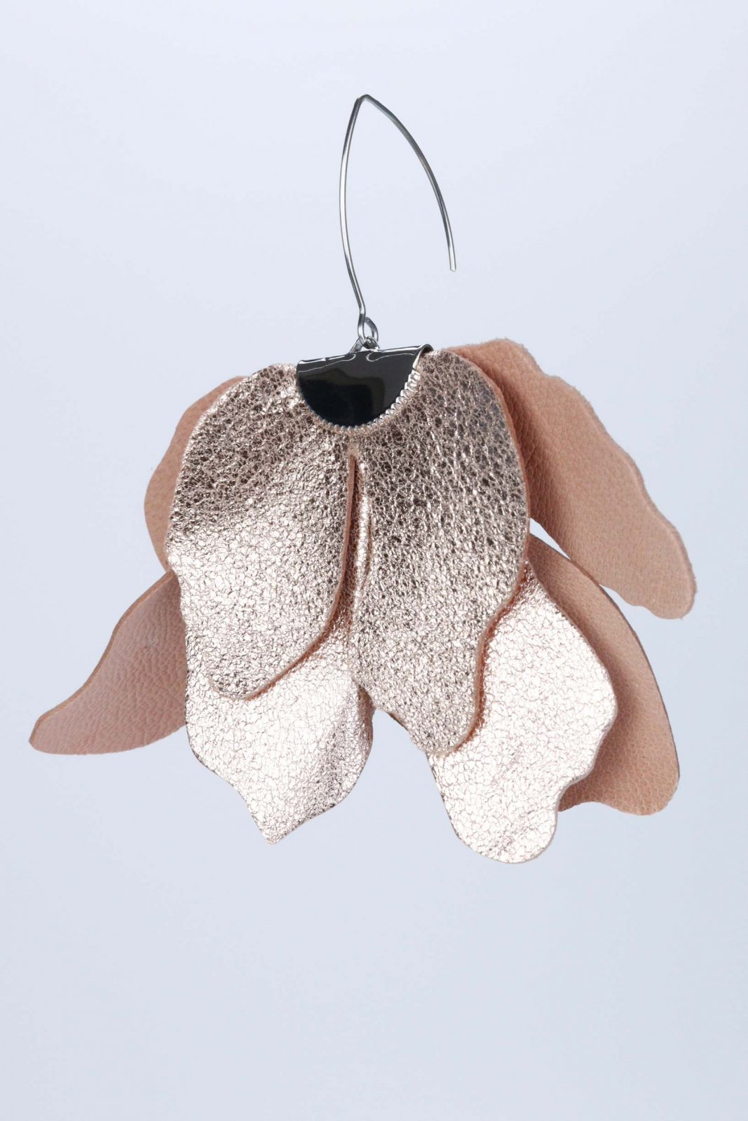 Large flower earrings - Salmon with glitter