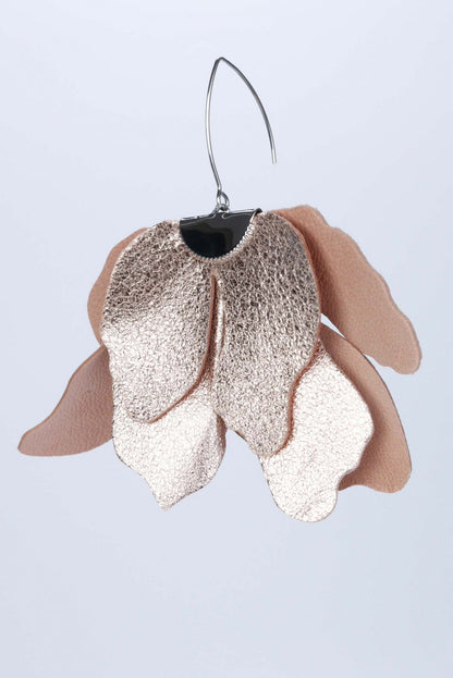 Cercei floare mare - Somon cu sclipici