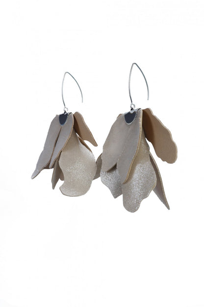 Cercei floare mare - Nude cu sclipici