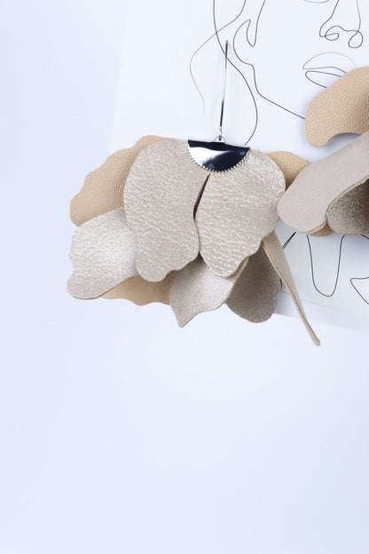 Cercei floare mare - Nude cu sclipici