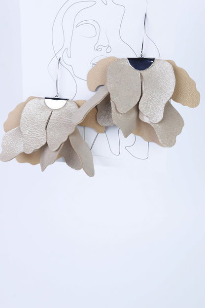 Cercei floare mare - Nude cu sclipici