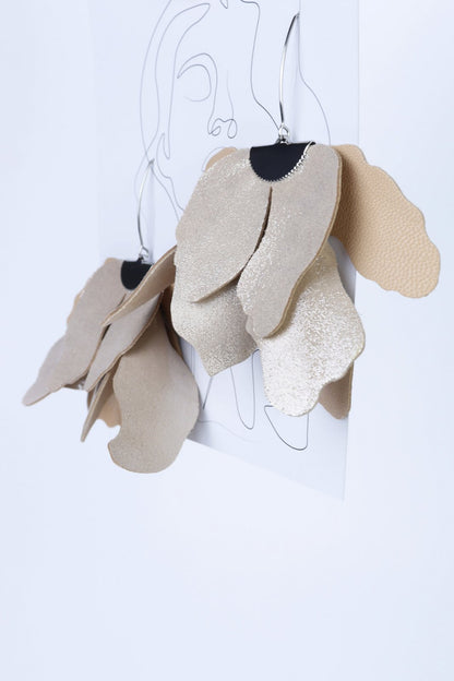 Cercei floare mare - Nude cu sclipici