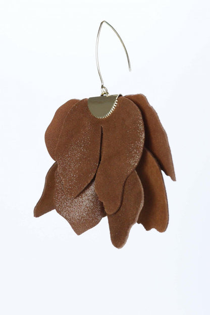 Cercei floare mare - Maro sidefat