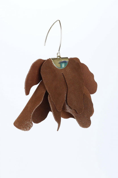 Cercei floare mare - Maro sidefat