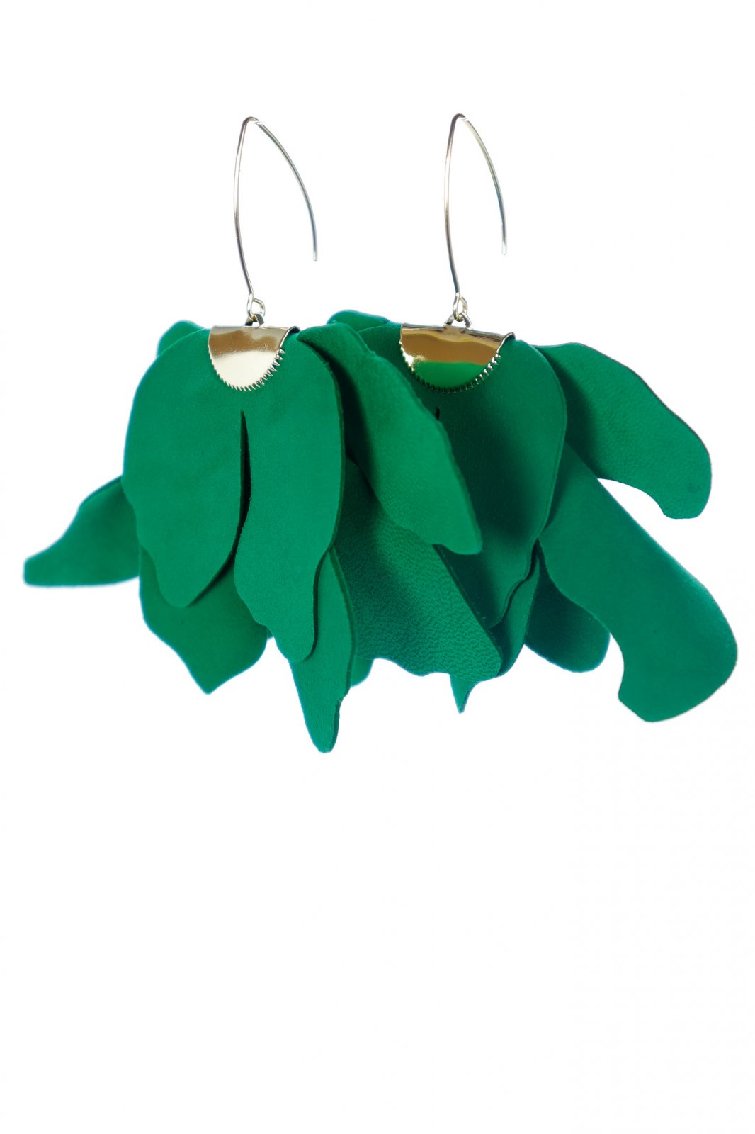 Large flower earrings - Grass green