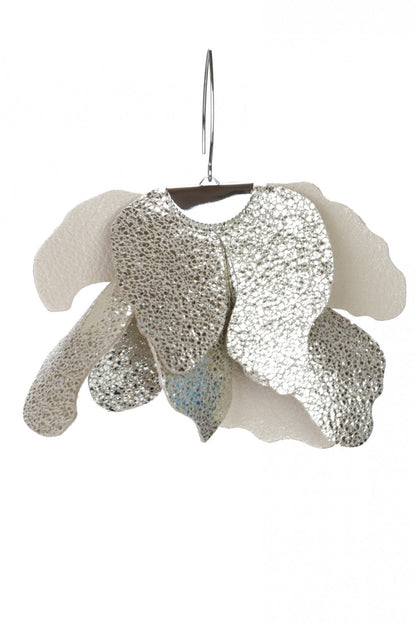 Cercei floare mare - Argintiu cu sclipici 2