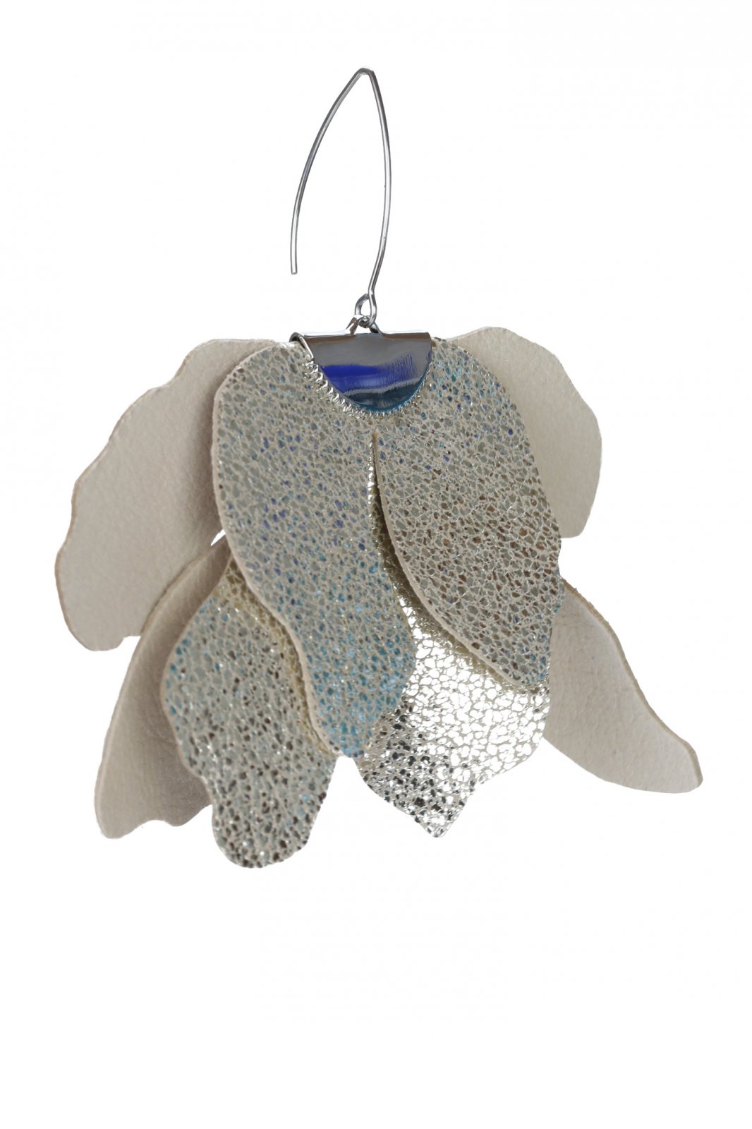 Large flower earrings - Silver with glitter 2