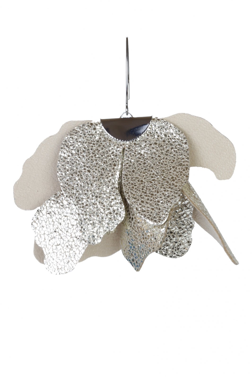 Large flower earrings - Silver with glitter 2