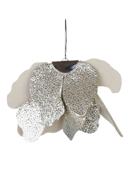 Cercei floare mare - Argintiu cu sclipici 2