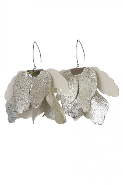 Cercei floare mare - Argintiu cu sclipici 2