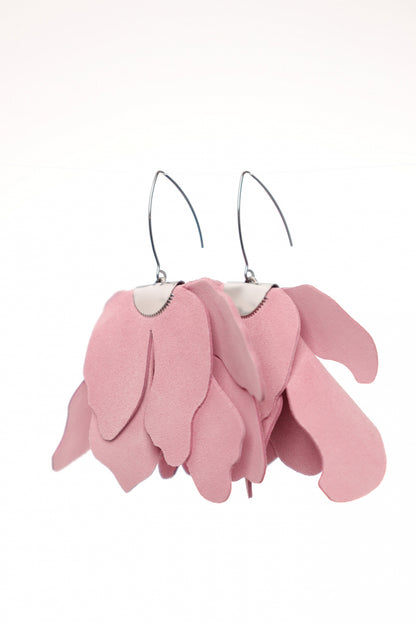 Cercei floare mare - Roz pal