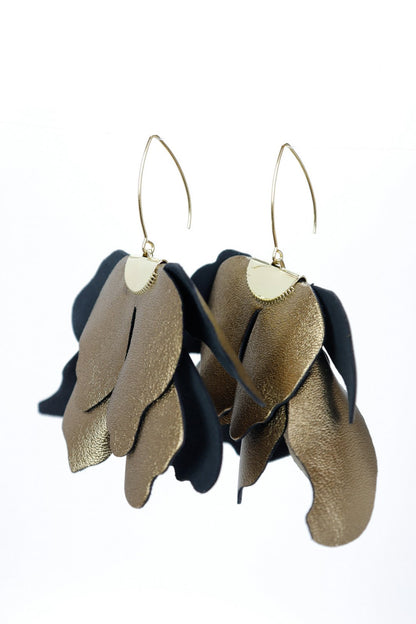 Cercei floare mare - Duo negru cu auriu