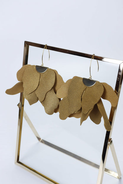 Cercei floare mare - Maro-auriu