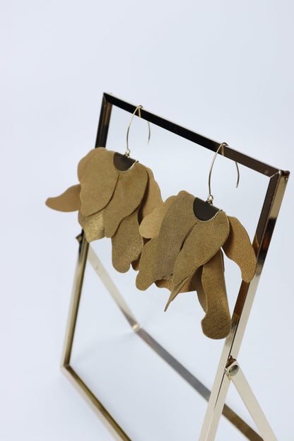 Cercei floare mare - Maro-auriu