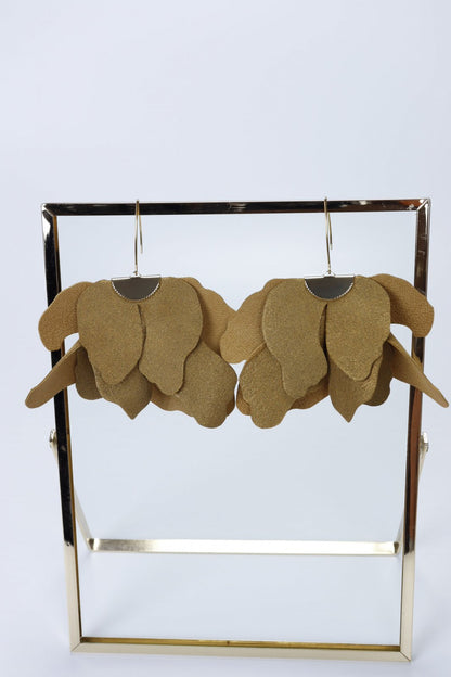 Cercei floare mare - Maro-auriu