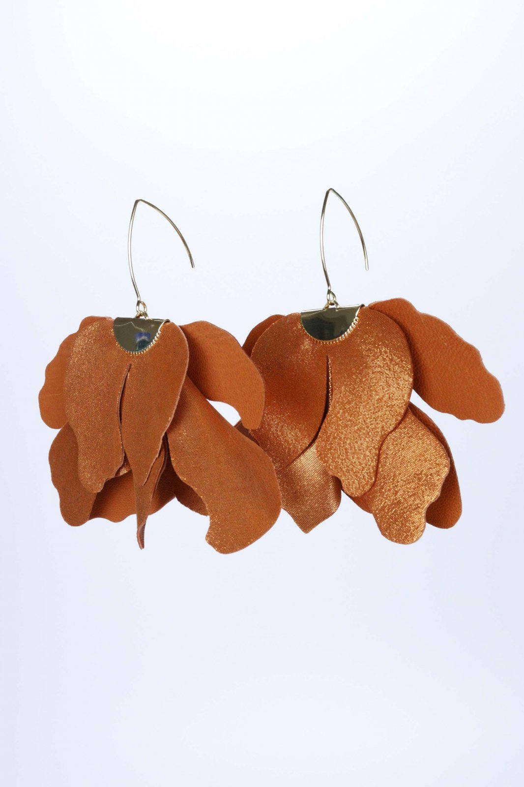 Large flower earrings - Mother-of-pearl copper