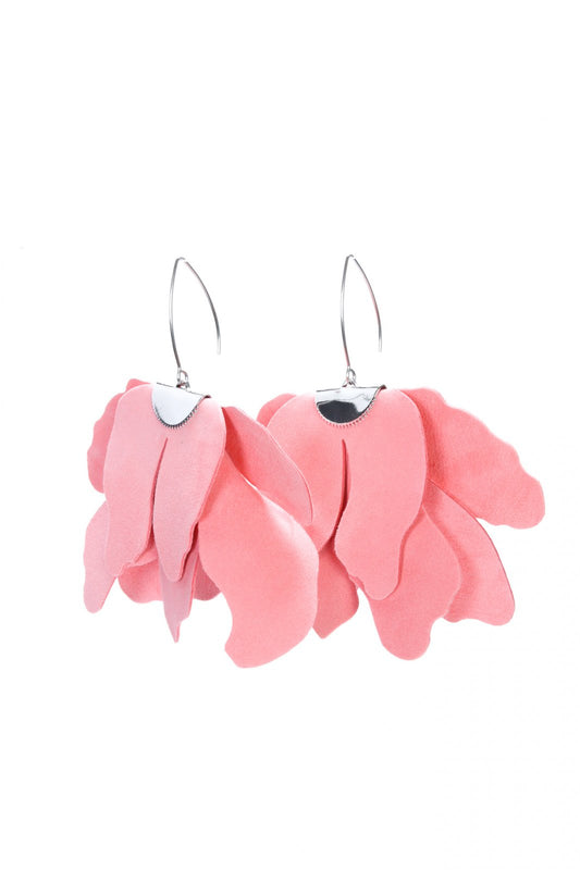 Large flower earrings - Geranium Pink