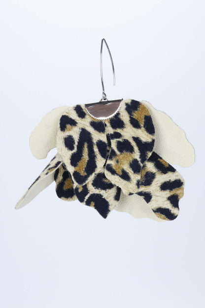 Cercei floare mare - Animal print beige