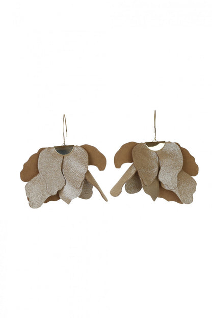 Cercei floare mare - Auriu cu sclipici