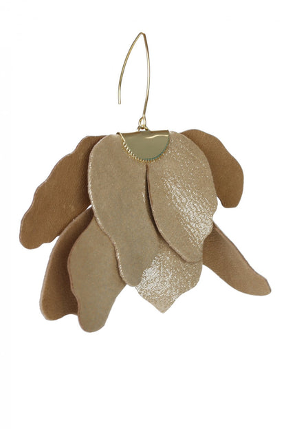 Cercei floare mare - Auriu cu sclipici