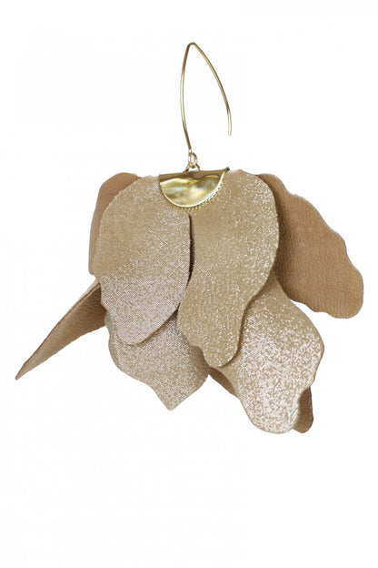 Cercei floare mare - Auriu cu sclipici