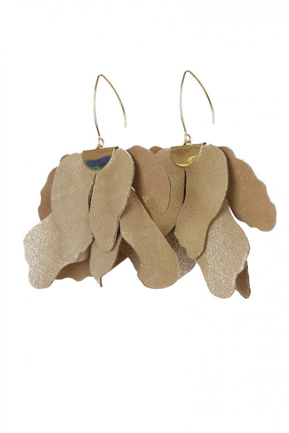 Cercei floare mare - Auriu cu sclipici