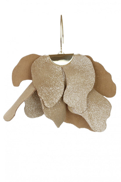 Cercei floare mare - Auriu cu sclipici