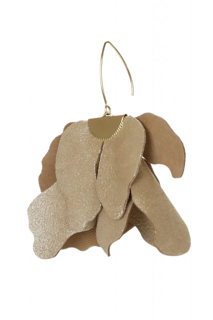 Cercei floare mare - Auriu cu sclipici