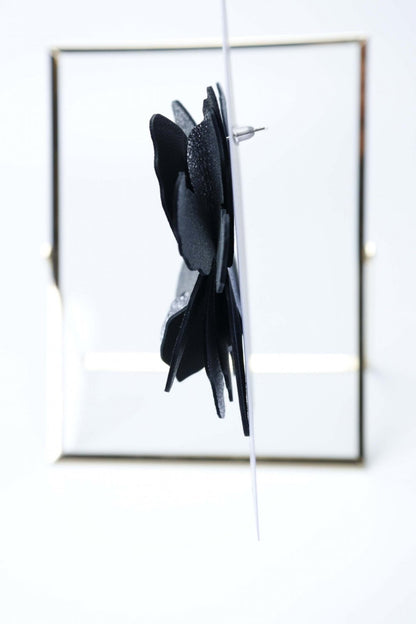 Cercei Fluture - Negru cu argintiu