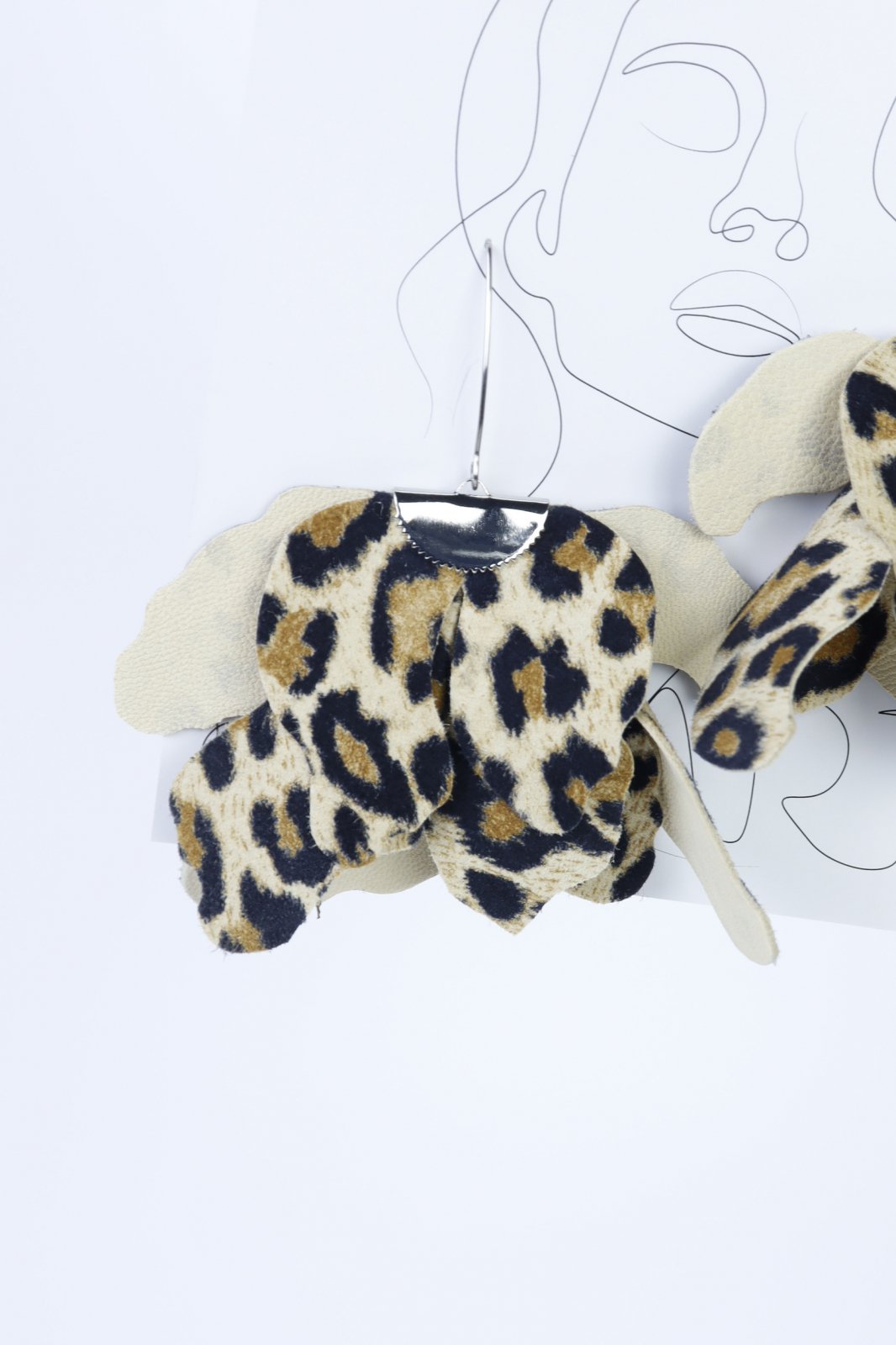 Large flower earrings - Leopard