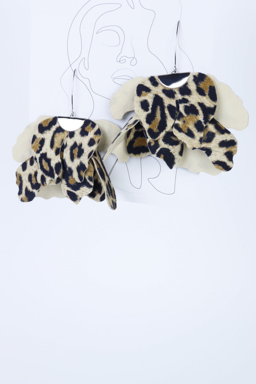 Large flower earrings - Leopard