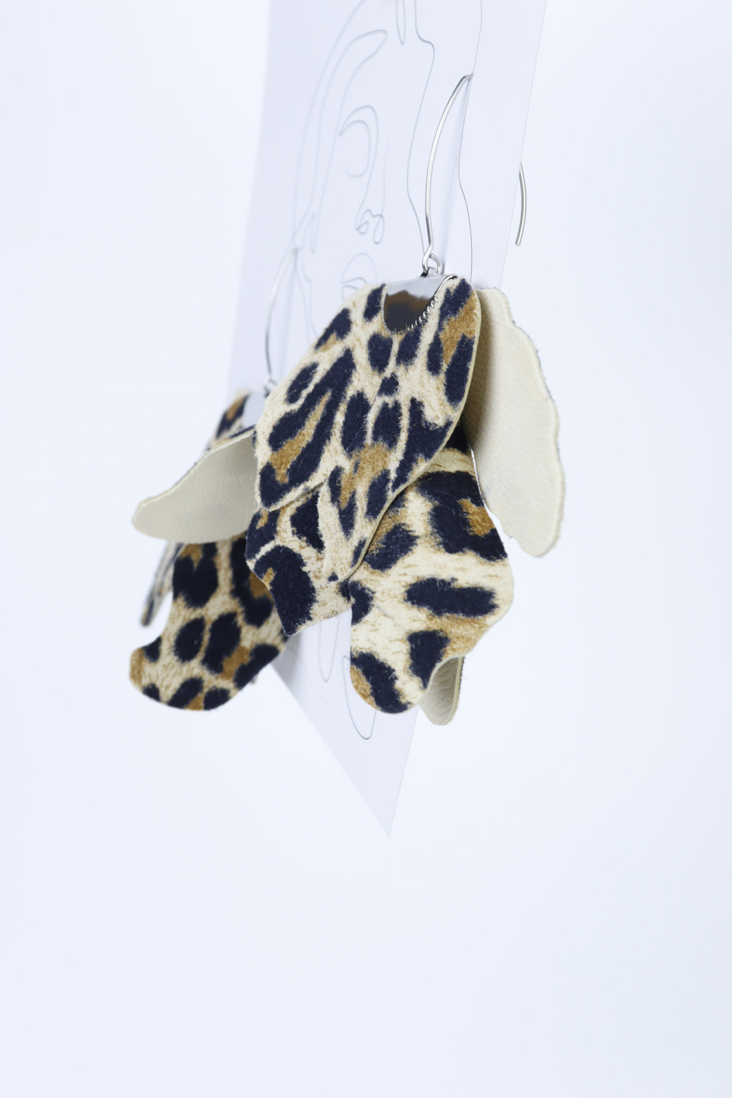 Large flower earrings - Leopard